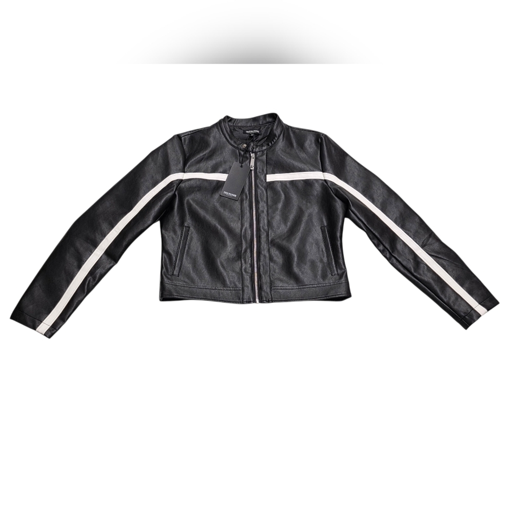 True Religion Cropped Jacket/Biker Jacket Women’s Size (Large) Jet Black NEW
